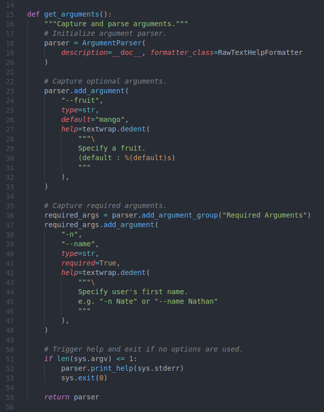 Function to require and capture arguments.