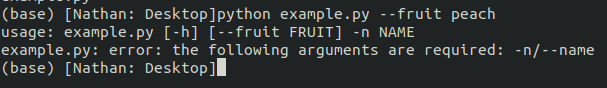 Executing script without required arguments.